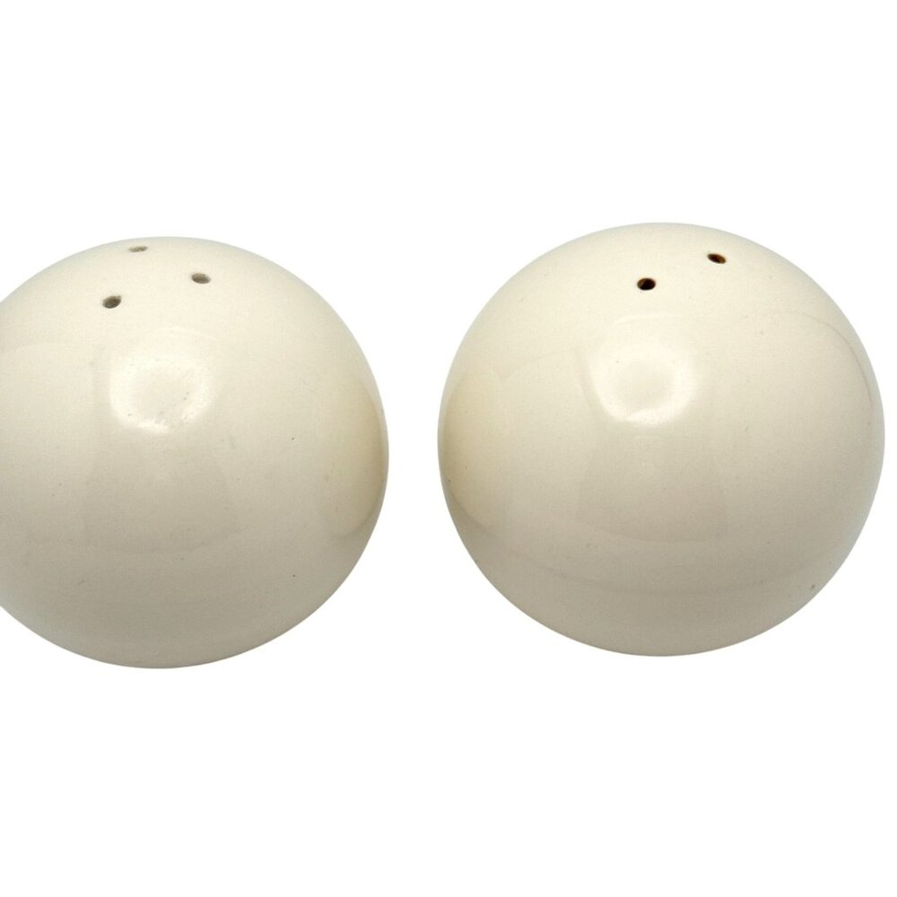 Vtg Ceramic Orb Salt Pepper Shakers Japan 2.5" White Round MCM Retro Decor